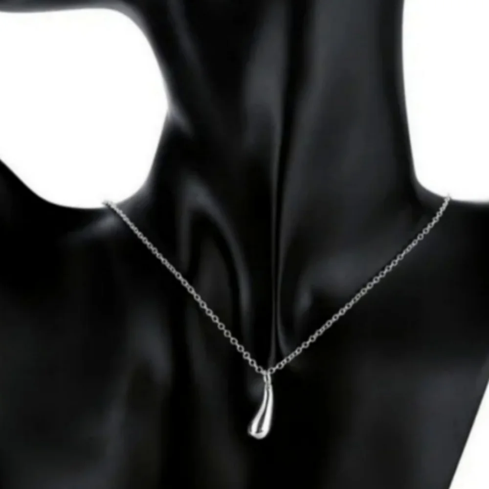 925 Sterling Silver Waterdrop Jewelry Set Bracelet Necklace Earrings Ring - Picture 13 of 16